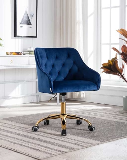 Navy Blue Velvet  Office Chair