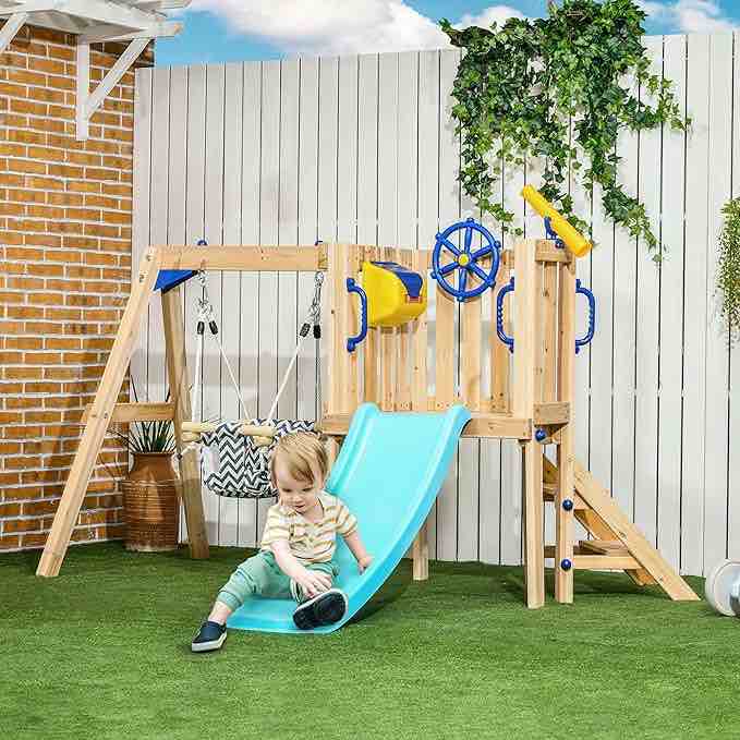 Backyard Discovery Beach Front Wooden Swing Set