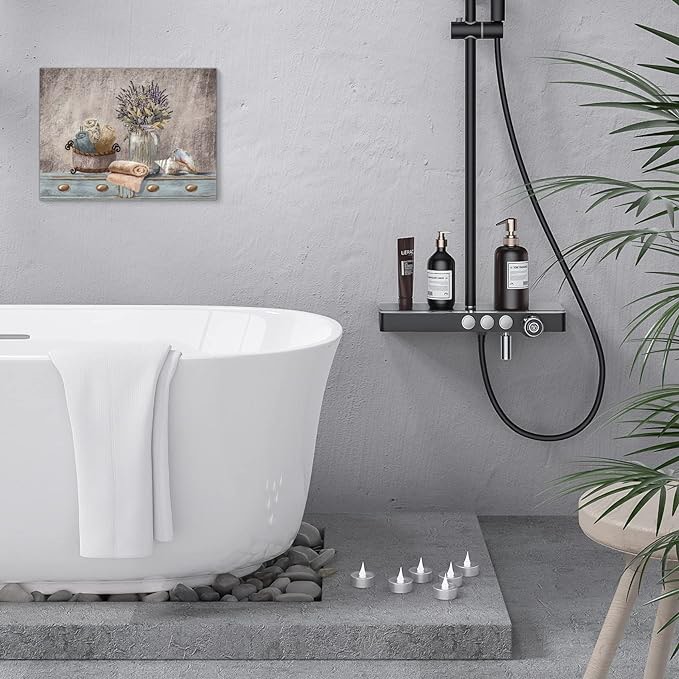 Farmhouse Canvas Wall Art Flowers Wall Decor Brown Theme Rustic Framed Artwork for Bathroom Vintage Paintings Pictures Wall Decor for Bedroom Kitchen Modern Country Home Wall Decoration Size 12X16