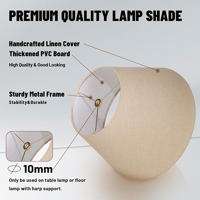 ALUCSET Medium Lamp Shade, Barrel Fabric Lampshade for Table Lamp & Floor Light, 7 inch Top Diameter x 13 inch Bottom x Diameter 7.8 inch Height, Natural Linen Hand Crafted, Spider (Brown) Visit the ALUCSET Store