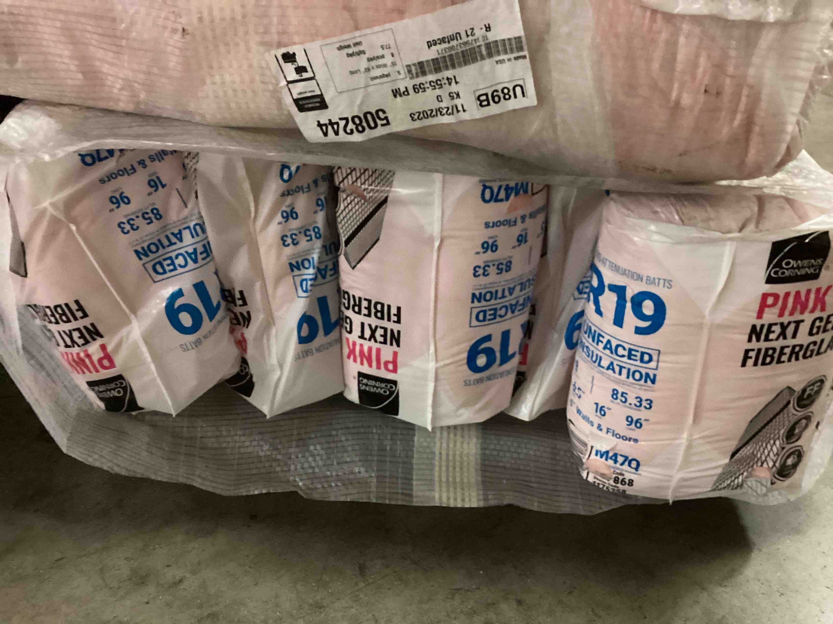 5 batts r19 16” unfaced insulation your bid per batt 