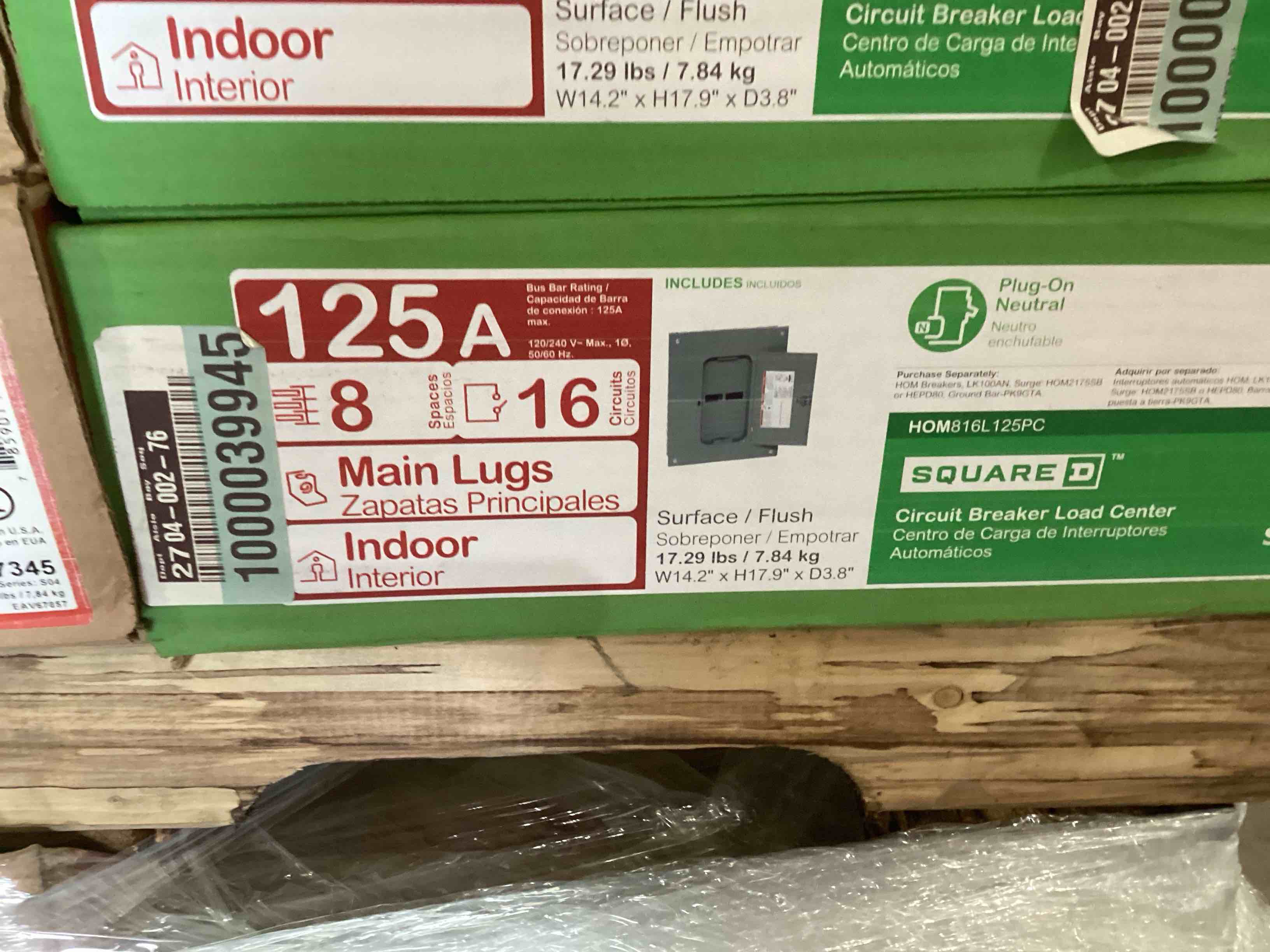 Main Lugs: Square D by Schneider Electric Electrical Supplies Homeline 125 Amp 8-Space 16-Circuit Indoor Main Plug-On Neutral Lug Load Center with Cover HOM816L125PC