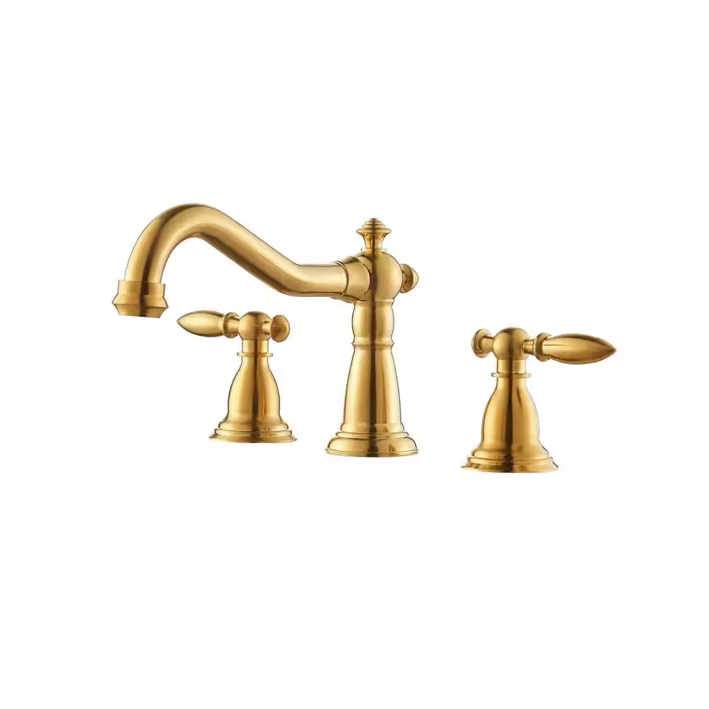 Corella 8 in. Widespread Double Handle Bathroom Faucet in Brushed Gold