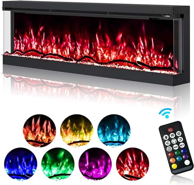 Bever Crystal Rock Display Wall Mounted Electric Fireplace