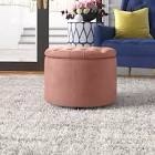 Briana 20'' Wide Velvet Tufted Round Storage Ottoman