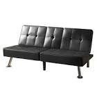Jamalle 65"W Modern Retro Vegan Leather Convertible Upholstered Reclining Sofa with Cup Holder