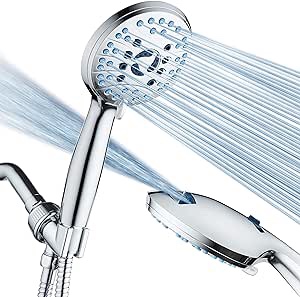 Cobbe High Pressure 9 Functions Shower Head with handheld - Luxury Modern Chrome Look, Built-in Power Spray to Clean Corner, Tub and Pets, Stainless Steel Hose Adjustable Bracket, Chrome Visit the Cobbe Store