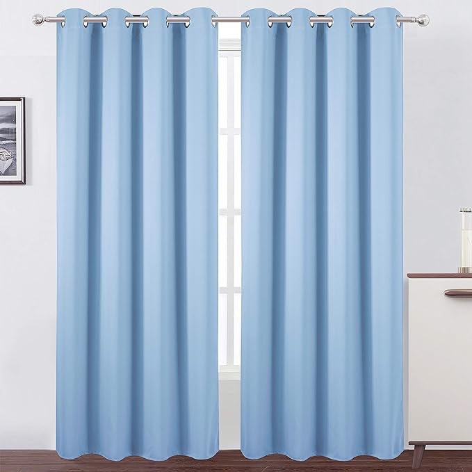LEMOMO Sky Blue Thermal Blackout Curtains/52 x 84 Inch/Set of 2 Panels Room Darkening Curtains Visit the LEMOMO Store
