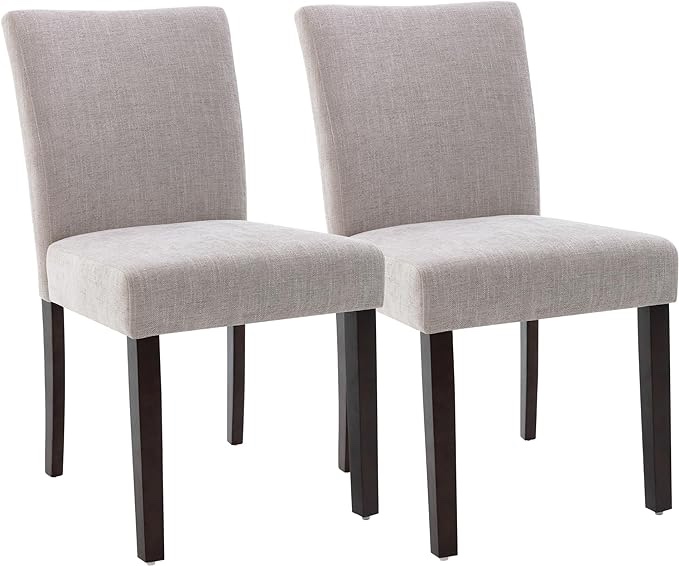 Watson & Whitely Upholstered Kitchen & Dining Room Chairs with Low Back, Performance Fabric Dining Chairs Set of 2, Modern Armless Dining Table Chairs with Solid Wood Legs, Gray