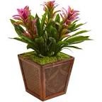 Nearly-Natural-Plastic-26-Purple-Triple-Bromeliad-Artificial-Plant-in-White-Tower-Planter