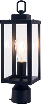 Pole Lantern, E26 Base 60W Max, Metal Housing Plus Glass, Wet Location Rated, Bulbs not Included, Matte Black, 1 Pack Visit the YaoKuem Store