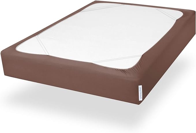 Box Spring Cover Queen Size with Smooth and Elastic Woven Material, Alternates for Bed Skirt, Wrinkle & Fading Resistant, Washable, Dustproof, Brown Visit the SPRINGSPIRIT Store