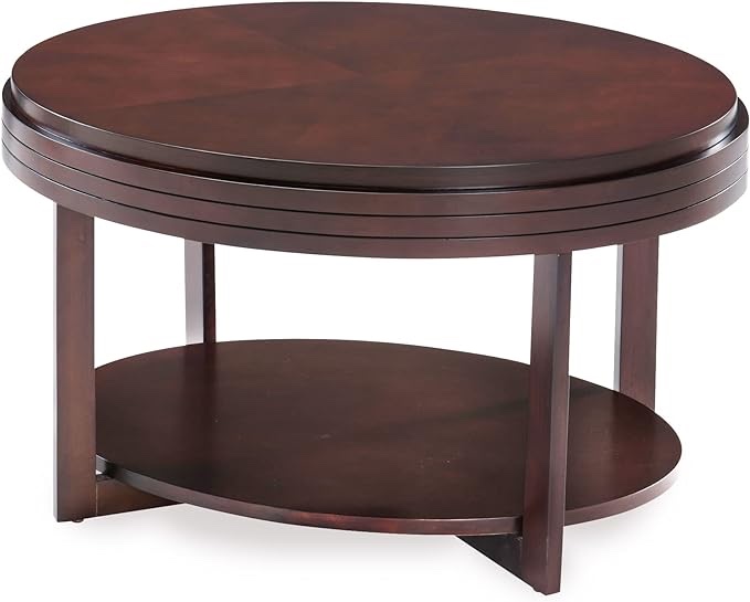 Leick Home 10109-CH Oval Small Coffee Table with Shelf, Chocolate Cherry, 23 in x 33 in x 19