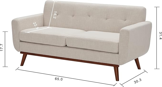 Kingfun 65" W Loveseat Sofa, Mid Century Modern Decor Love Seat Couches for Living Room, Button Tufted Upholstered Furniture, Solid and Easy to Install Small Couch for Bedroom, Beige Visit the Kingfun Store 4.5 4.5 out of 5 stars    612 rat