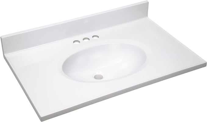 Design House 586198 Cultured Marble Vanity Top 31x19, Solid White