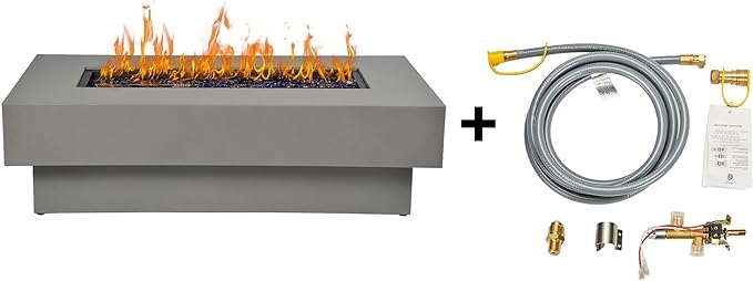 Gorham 24.5" H x 55" W Concrete Propane Outdoor Fire Pit Table