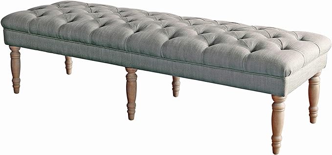 Homepop Home Decor | Large Upholstered Tufted Bench | Bench Ottoman with Storage for Living Room & Bedroom | Decorative Home Furniture, Gray Visit the HomePop Store