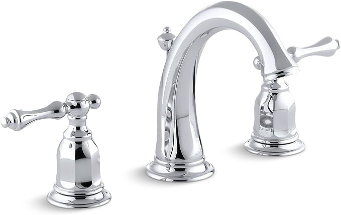 KOHLER 13491-4-CP Kelston Widespread Bathroom Faucet with Pop-Up Drain Assembly, 3-Hole 2-Handle Bathroom Sink Faucet, 1.2 gpm, Polished Chrome Visit the Kohler Store