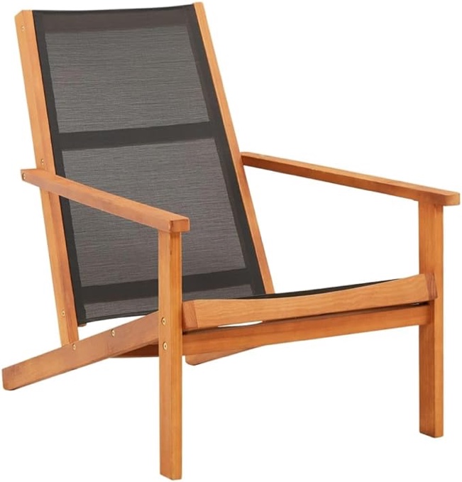vidaXL Patio Lounge Chair - Outdoor Lounging Piece in Black, Constructed with Solid Eucalyptus Wood and Breathable Textilene Fabric Visit the vidaXL Store