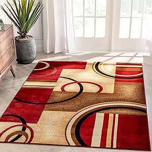 Well Woven Barclay Arcs & Shapes Red Modern Geometric Area Rug 3'11'' x 5'3''