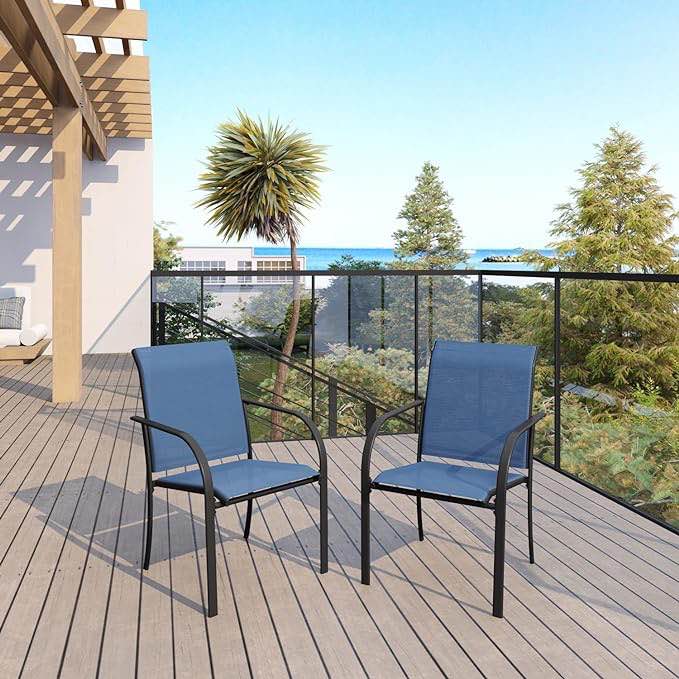 VICLLAX Patio Stacking Chairs for Outside, Outdoor Chairs Set of 2, Stackable Outdoor Patio Chair Set for 2 Person, Blue Visit the VICLLAX Store 4.4 4.4 out of 5 stars 33 rating