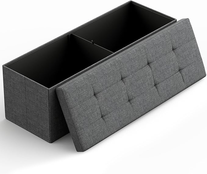 43" Folding Storage Ottoman Bench for Living Room, Bedroom, TV Entertainment - Bedroom Bench with Hidden Storage, Foot Rest Stool - 660 Capacity & Holds up to 5.6 Cubic Feet of Storage - DARK GREY Visit the Lifetime Home Store