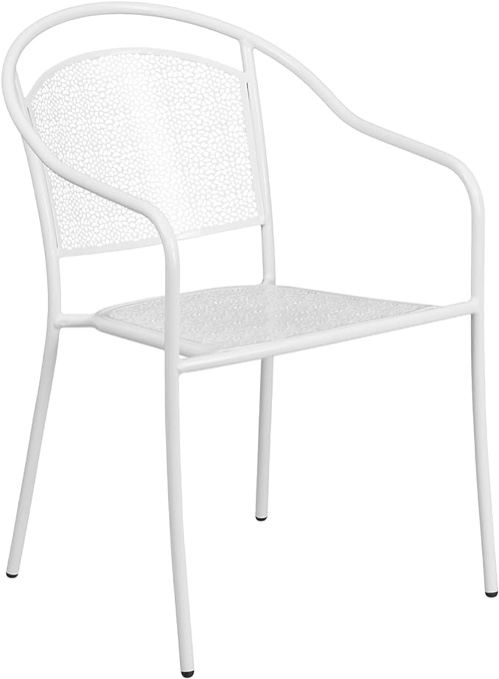 Flash Furniture Commercial Grade White Indoor-Outdoor Steel Patio Arm Chair with Round Back Visit the Flash Furniture Store