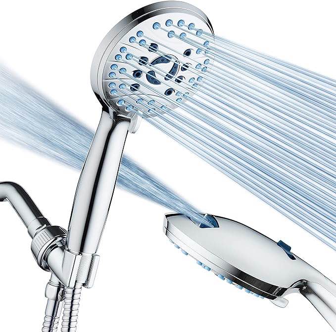 AquaCare High Pressure 8-mode Handheld Shower Head - Anti-clog Nozzles, Built-in Power Wash to Clean Tub, Tile & Pets, Extra Long 6 ft. Stainless Steel Hose, Wall & Overhead Brackets Visit the Hotel Spa Store