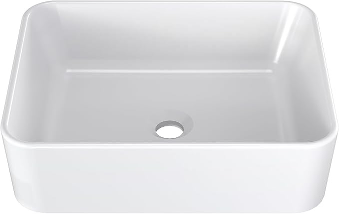 Bathroom Vessel Sink, Countertop Bathroom Sink, Ceramic Vessel Sink, Rectangular Bathroom Vanity Vessel Sink, White 18.7 * 14.76 * 5.31inch