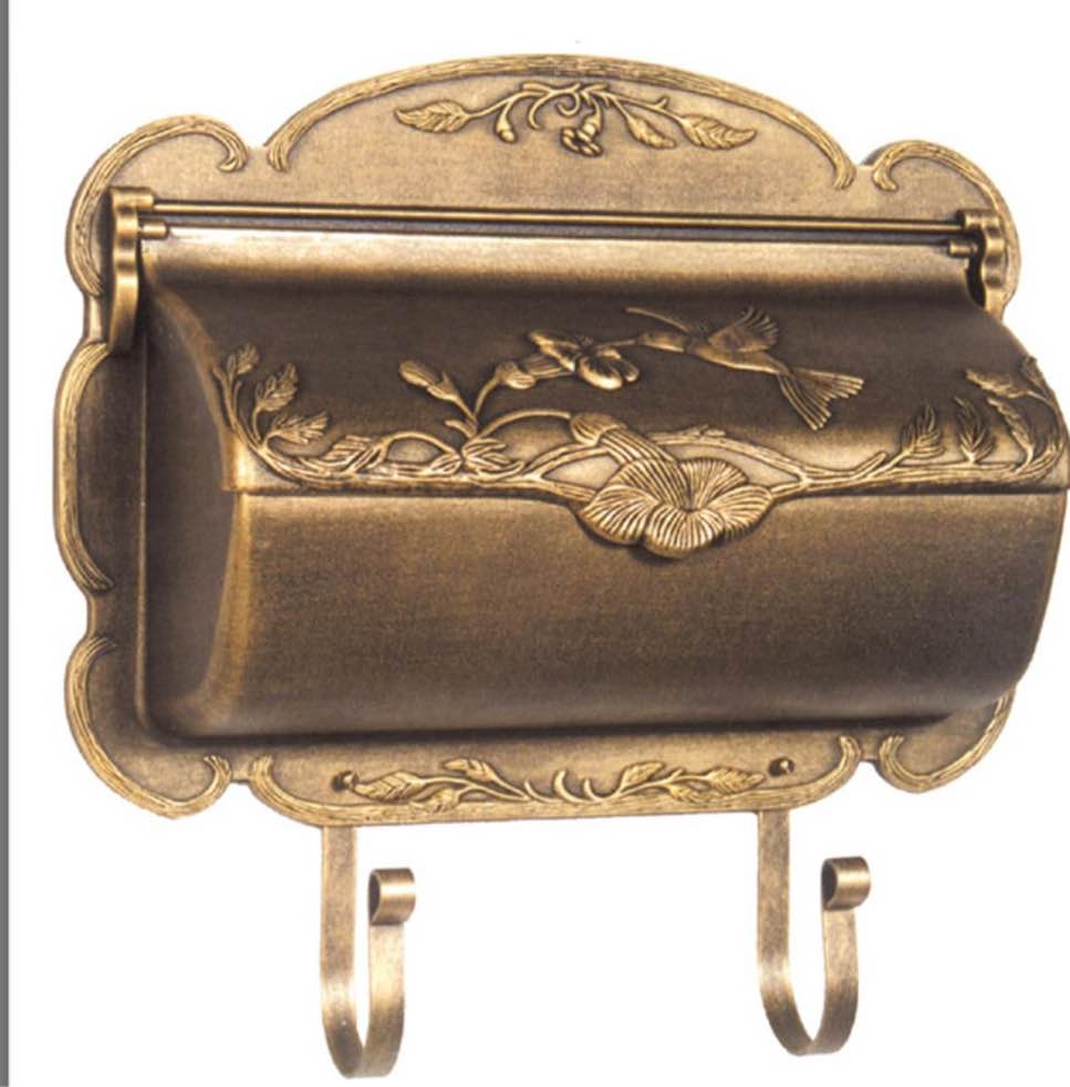 Wall Mount Mailbox - Hummingbird - Cast Aluminum - Rustproof - Letter Box Mail Parcel (Antique Bronze)