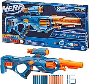 NERF Elite 2.0 Flipshots Flip-16 Blaster with 16 Dart Barrels That Flip to Double Your Firepower, 16-Dart Capacity, 16 Elite Darts