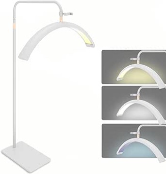 Hi_friend Eyelash LED Floor Light, Half Moon Lamp for Lash Extension, Lighting for Beauty, Skincare, Lashes, Eyebrows, Filming Content Creation (White)