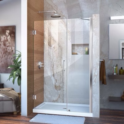  DreamLine Unidoor Chrome 45-in to 46-in W x 72-in H Frameless Hinged Shower Door Dream Line SHDR-GLP2001-287210    OD612( Box 2 Of 4 Only Incomplete) ) 