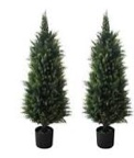 LOMANTO Outdoor Artificial Topiary Cedar Tree Fake Tree 5Ft UV Rated Potted Plants for Porch Decor Faux Pine Tree for Perfect Housewarming Gift 1Pack