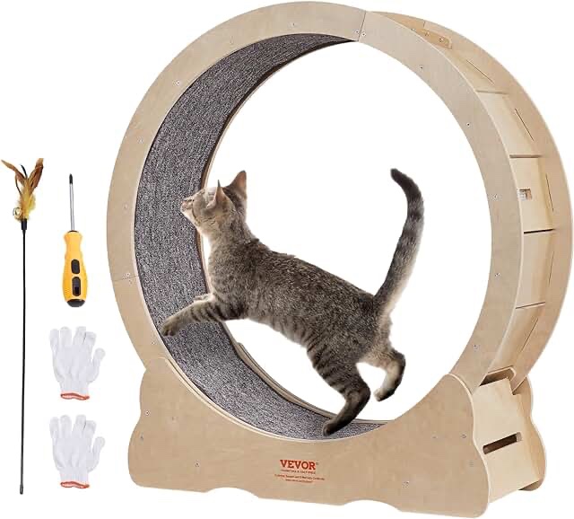VEVOR Cat Exercise Wheel for Indoor Cats, 35.8 inch Cat Treadmill Wheel Exerciser, Cat Running Wheel for Cat's Weight Loss and Health