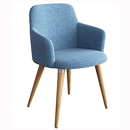 Kitchen Dining Chairs Living Room Armchair Fabric Upholstered Seat with Wood-Like Metal Legs Kitchen Living Room Lounge Chairs (Color : Blue)