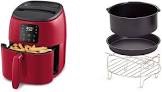 DASH Tasti-Crisp™ Digital Air Fryer with AirCrisp Technology, Custom Presets, Temperature Control, and Auto Shut Off Feature, 2.6 Quart - Red