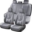 Coverado Front Seat Covers, Car Seat Cover, Leather Seat Covers for Car, Automotive Seat Covers Protector with Lumbar Support Universal Fit for Most Sedans SUV Pick-up Truck(gray)