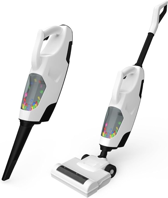 BELLOCHIDDO Toy Vacuum Cleaner That Really Works - 2 in 1 Pretend Play Kids Cleaning Set - Sound & Ball Popping Action - Toy Vacuum Suction Toys for Children Aged 3+