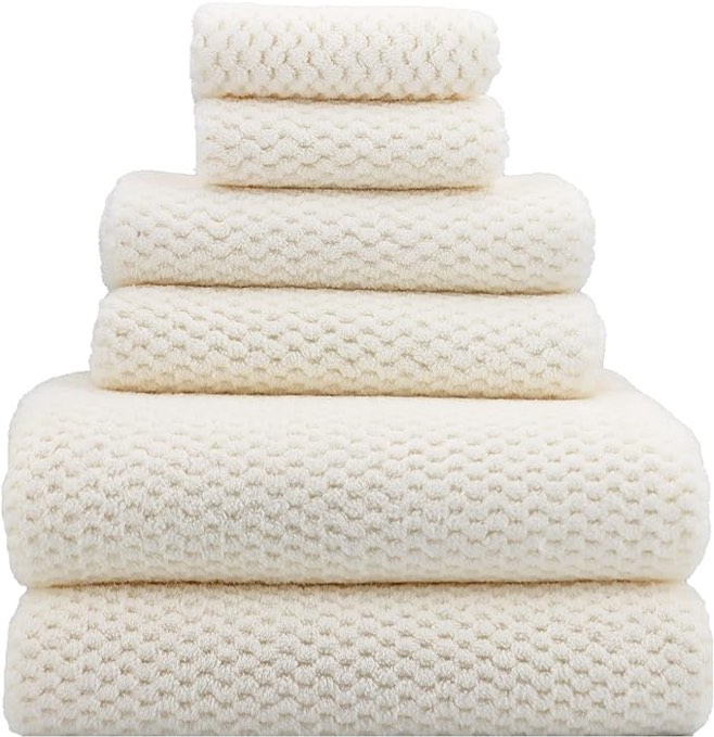 YTYC Towels,39x78 Inch Oversized Bath Sheets Towels for Adults Luxury Bath Towels Extra Large Sets for Bathroom Super Soft Highly Absorbent Microfiber Shower Towels 80% Polyester (White,6 Piece)