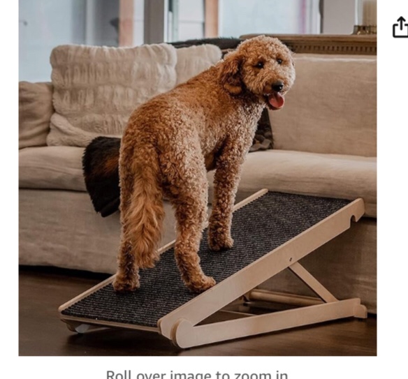 Adjustable Dog Ramp for Bed - Wooden Pet Ramp for Large & Small Dogs to Get on Bed, Rated for 250 LBS, Foldable & Sturdy Dog Steps for Large Dogs & Cats with Non Slip Carpet Surface for Car & Couch