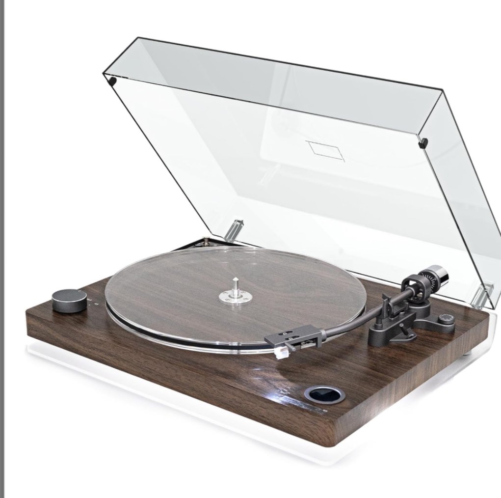 Turntable Record Player Built-in Phono Preamp, Vintage Vinyl Record Player with Adjustable Counterweight Magnetic Cartridge, Anti-Skate Control, Acrylic Platter, 33 or 45 RPM Brown