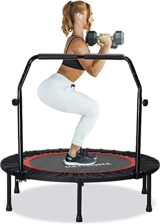 Small black trampoline for exercise workouts in black