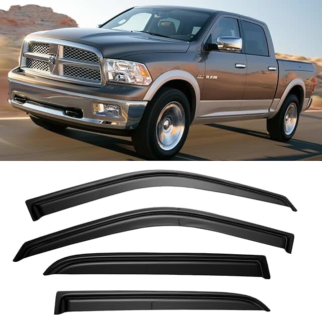 Cxdar Window Visors Rain Guards Shield for 2019-2024 Dodge Ram1500, Window Wind Deflectors Vent Shades for 19-24 Ram 1500 Crew Cab