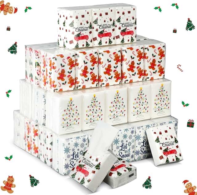 Honoson 200 Pack Christmas Pocket Tissues Travel Packs Party Favors Bulk 2000 Sheet Small Facial Tissues Pocket Packs 3 Ply Mini Travel Size Individual Tissue Packs for School Outdoor Camping picture similar 