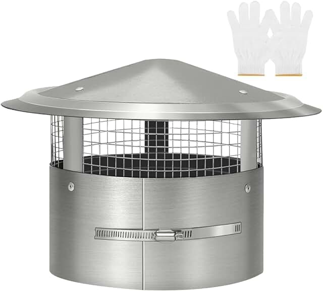 Ebusin 12 Inch Round Chimney Cap, 12 Inch Chimney Cap with Screen, Stove Pipe Topper, Galvanized Steel Quality, Silver 12 Inch Galvanized Steel picture similar