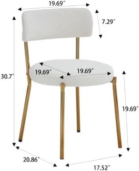 AWQM Kitchen Dining Chairs Set of 2, Curved Backrest Mid-Century Modern Dining Chair with Gold Metal Legs, for Dining Room, Living Room Set of 2 White+gold