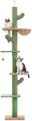 PAWZ Road Cactus Cat Tree Floor to Ceiling Cat Tower with Adjustable Height(95-108 Inches), 5 Tiers Cat Climbing Activity Center with Cozy Hammock, Platforms and Dangling Balls for Indoor Cats