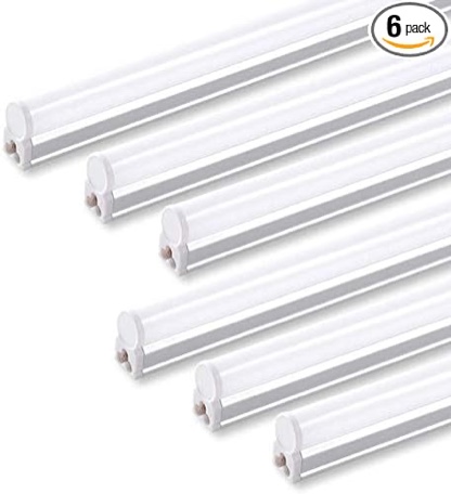 Barrina 6 Pack LED T5 Integrated Single Fixture, 4FT, 2200lm, 3000K (Warm White), 