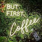 BUT FIRST COFFEE Neon Sign, Coffee LED Neon Sign Light, Timer Dimmable Coffee Letter Wall Decor Light Up Hanging Night Light, Handmade Advertising Coffee Signage - 20x19 in